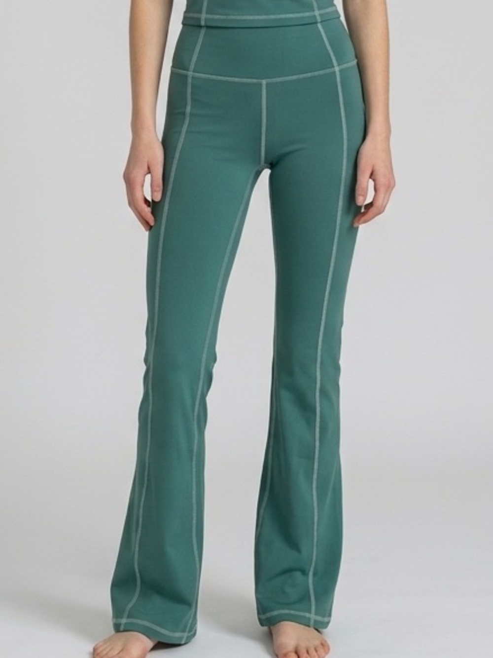 Source Unknown Teal Flare Seam-Detail High-Waist Pants
